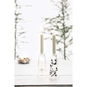  Scandinavian Etched Glass Candle Holder