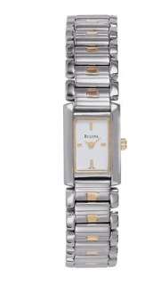   Ladies Two Tone Stainless Steel Rectangular Face Watch 98T40  