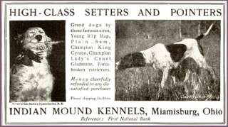 1905 MIAMISBURG, OHIO INDIAN MOUND SETTER KENNELS AD  