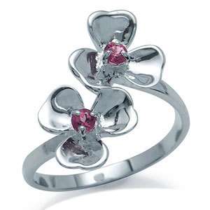 Natural Pink Tourmaline Sterling Silver Flower Ring 5 8  