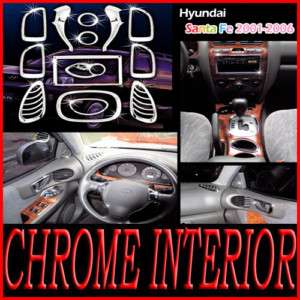 Chrome Interior Kit Trim 14p For 01 06 Hyundai Santa Fe  