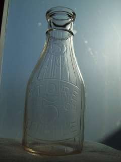 Vintage Milk Bottle Five Cent 5 STORE BOTTLE UNIVERSAL  