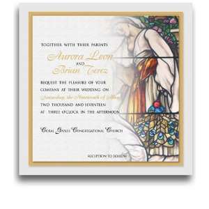   180 Square Wedding Invitations   Stained Glass Maiden