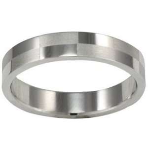  Stainless Steel Matte and Polish Checker Design 3.9mm Band 