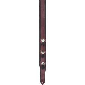   Leather Guitar Strap with Star Conchos Burgandy Musical Instruments