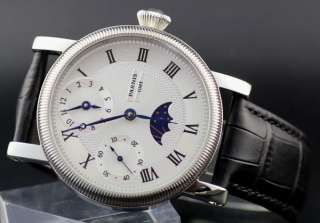PARNIS   TOW TIME ZONE  MOONPHASE MEHCNIAL MEN WATCH  