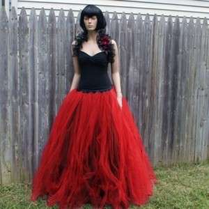 Red Bridal Prom Wedding Gown TuTu Tulle Skirt Formal  