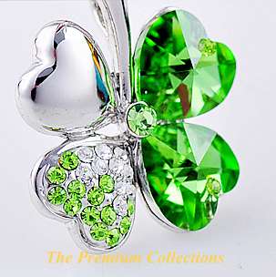 Swarovski Crystal Pendant Necklace Clover Emerald Green  