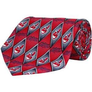  Cleveland Indians Red Gray Diamond Tie