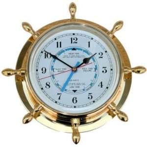   10 Solid Brass Ships Wheel Tide and Time wall clock