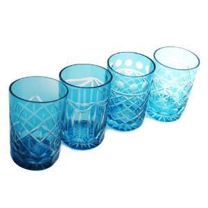  Czar Vodka Shot Glasses   Sea Blue (Set of 4) Kitchen 